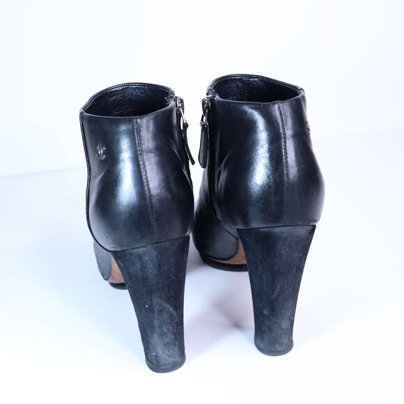 CHANEL Classic Leather Ankle Booties Black Suede Blocked Heel Women's 36.5C/US 6 - Picture 2 of 10
